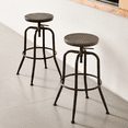 thumbnail image 1 of Homy Casa Adjustable Swivel Bar Stool Set of 2 - Walnut Finish, Industrial Counter for Kitchen Island, 1 of 8