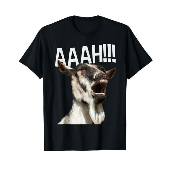 Halloween Screaming Goat AAAH!!! - Funny Crazy Goat T-Shirt Black Tee