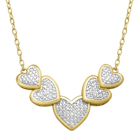 Heart Necklace with Diamond in 14kt Yellow Gold Flashed & Sterling Silver-Plated Brass