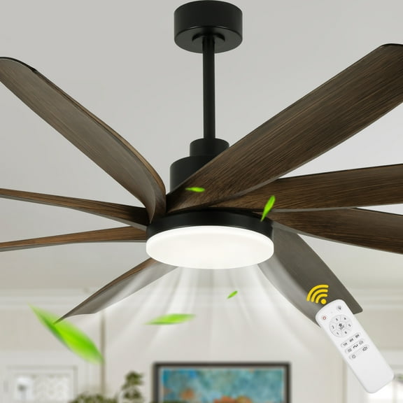 Chords Attic 72" 8-Blade Classic Propeller Ceiling Fan with LED Light and Remote Control, 3-Color Temperature, 6-Speed Quiet DC Motor, Adjustable Height for Large Room