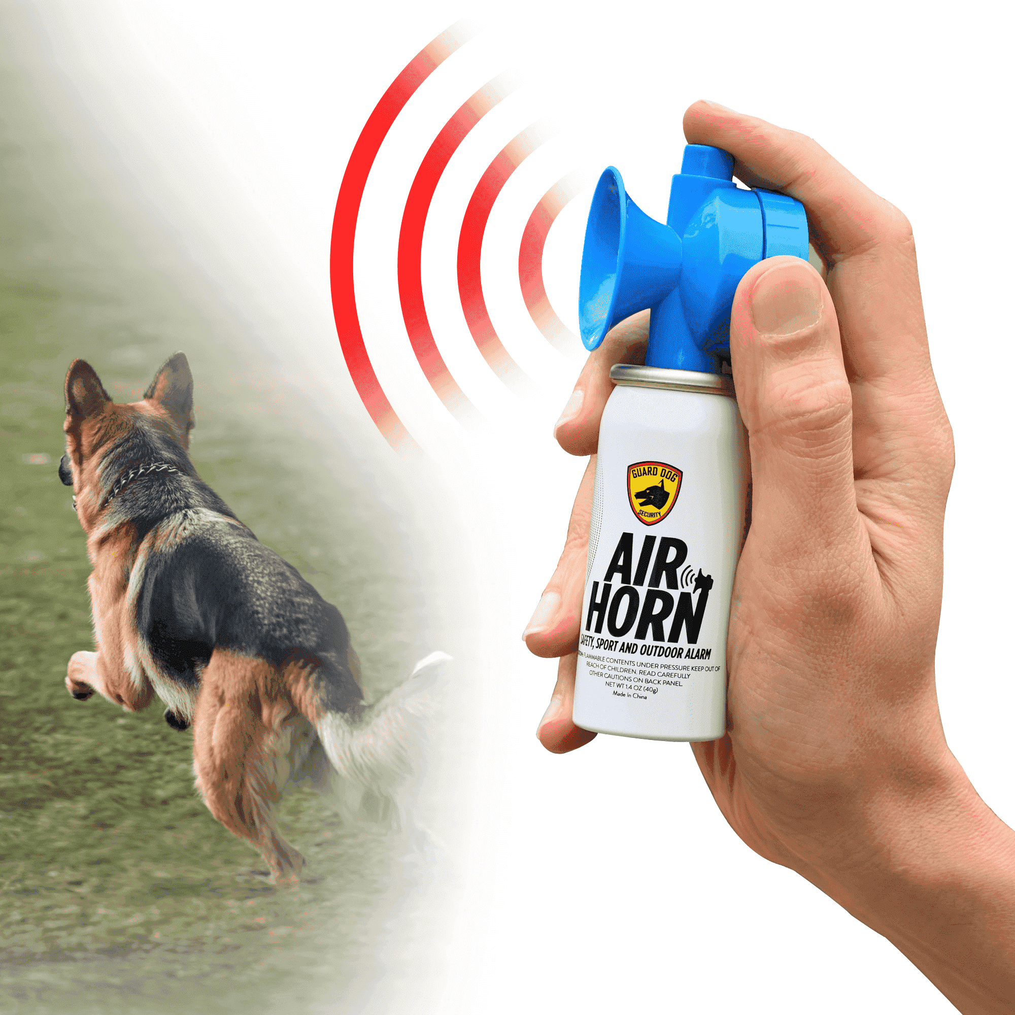 Air Horn for Dogs, Powerful Noise Maker for Training, Behavior Aids, Outdoor Safe by Guard Dog Security, White
