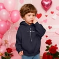 thumbnail image 5 of Fesfesfes Valentines Day Heart Print Hooded Pullover Long Sleeve Sweatshirt for Kids Boys Girls Casual Zip Up Hoodie with Pockets Cozy Fleece Tops for Children(Navy#1,13 Years), 5 of 8