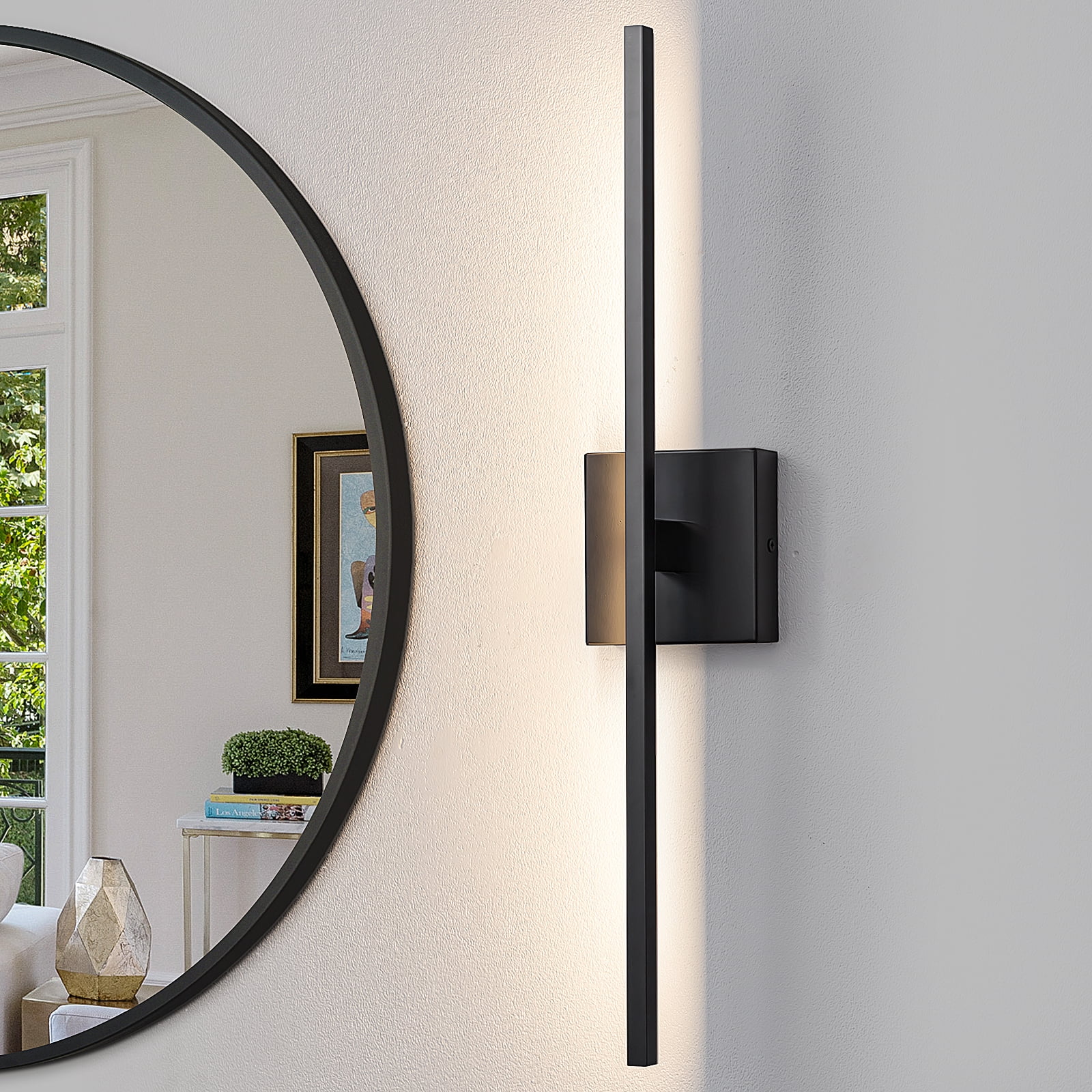 KAISITE Modern Bathroom Vanity Light 24 inch, Dimmable Black Bathroom Light Fixtures for Bathroom Wall Sconce with 3500K Warm Light Bedroom