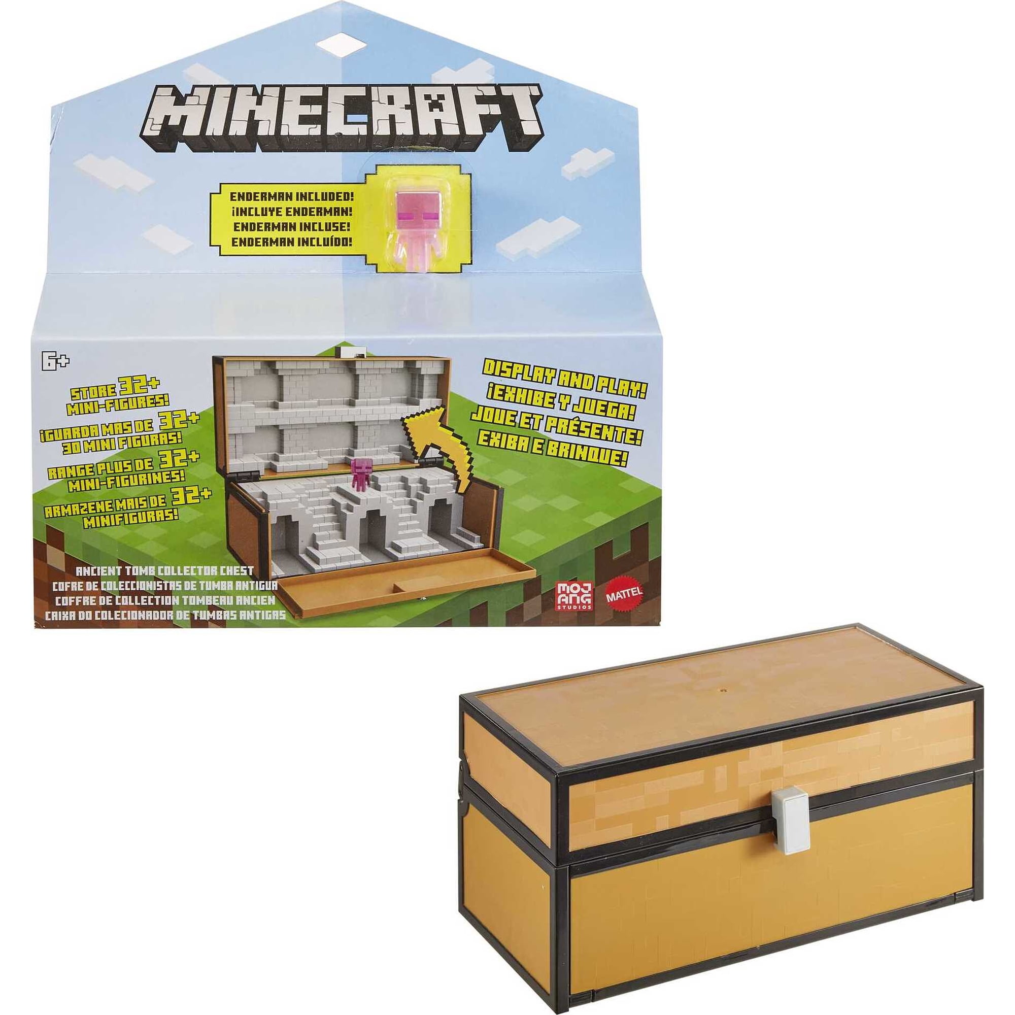 Minecraft Collector Case, Chest with Teleporting Enderman Mini Action Figure, Storage for 32+ Minis