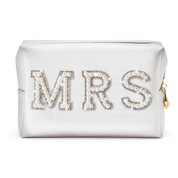 Bolsa de cosméticos Y1tvei Mrs Patch Varsity Letter, impermeable, de poliuretano