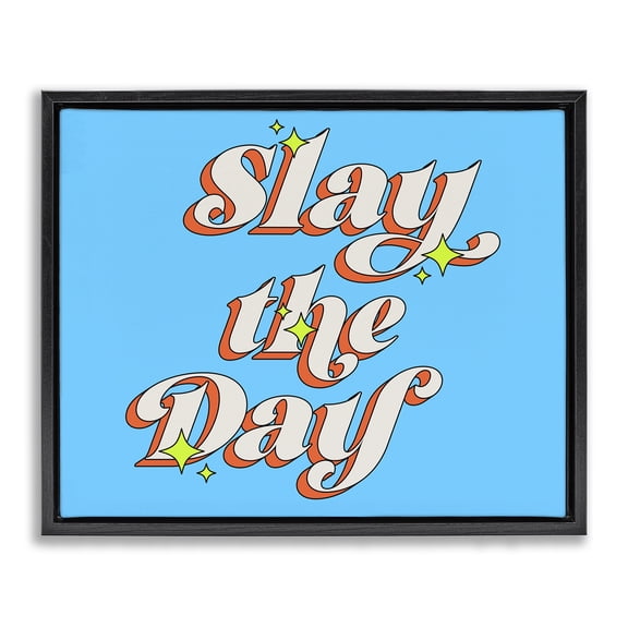 Stupell Industries Eclectic Vintage Slay The Day Black Floating Frame Canvas Art, 21 x 17, by Ahmed Sameh Hussein