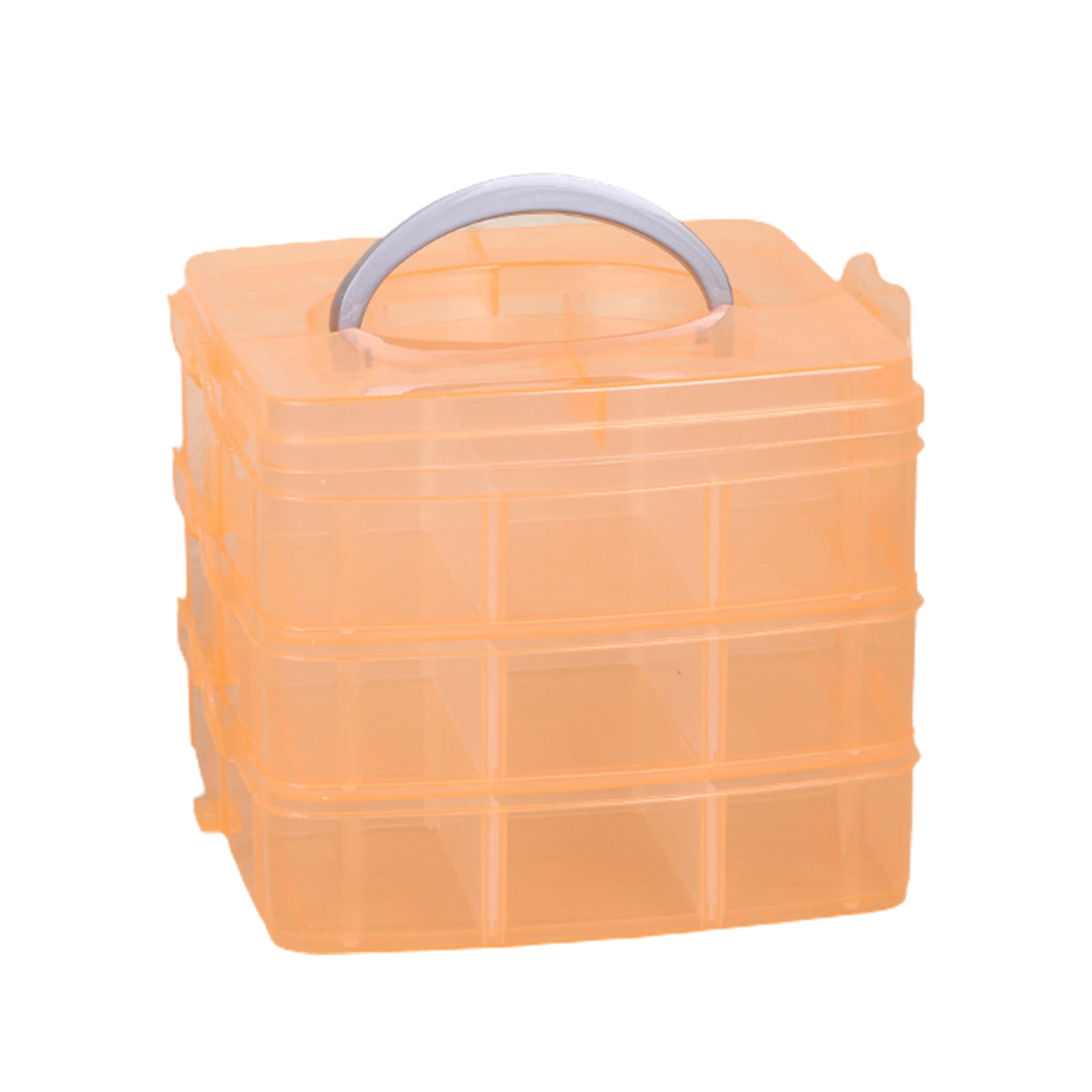 Grandest Birch Craft Organizer Box Stackable 3 Layer Plastic Portable