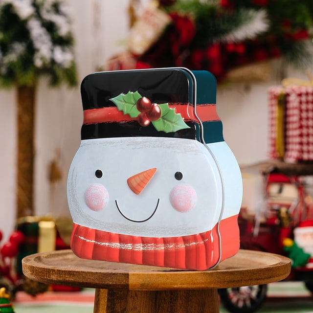Christmas Snack Storage Box | Holiday Treat Container | Festive Cookie Tin | Santa Claus Design | Iron Material | Kitchen Organization | Dining Table Decor | Gift for Family & Friends