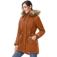 thumbnail image 6 of Women Winter Parka Coat, Windproof Women Winter Coat Fleece Lined Long Parka with Faux-Fur Hood (Ginger, Medium), 6 of 7