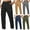1#Black, variant on Mens Work Trousers Elastic Waist Casual Cargo Trousers Regular Fit Straight Leg Workwear Plain Colour Durable Combat Pants with Zip Pocket Utility Bottoms for Walking Hiking