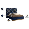 thumbnail image 5 of Meridian Furniture Vector Rich Velvet Queen Bed in Navy, 5 of 6