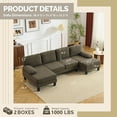 thumbnail image 5 of Ktaxon U-Shaped Sectional Sofa Set with Chaise, 4-Seater Blended Chenille Couch for Living Room, Apartment, Easy Assembly Brown, 5 of 7