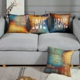 thumbnail image 2 of Set of 4 Blue and Orange Throw Pillow Covers Vintage Messy Rust Home Sweet Home Love Yourself Abstract Painting Outdoor Pillow Cases Home Decor Standard Square 20x20 Inches Pillowcases, 2 of 6