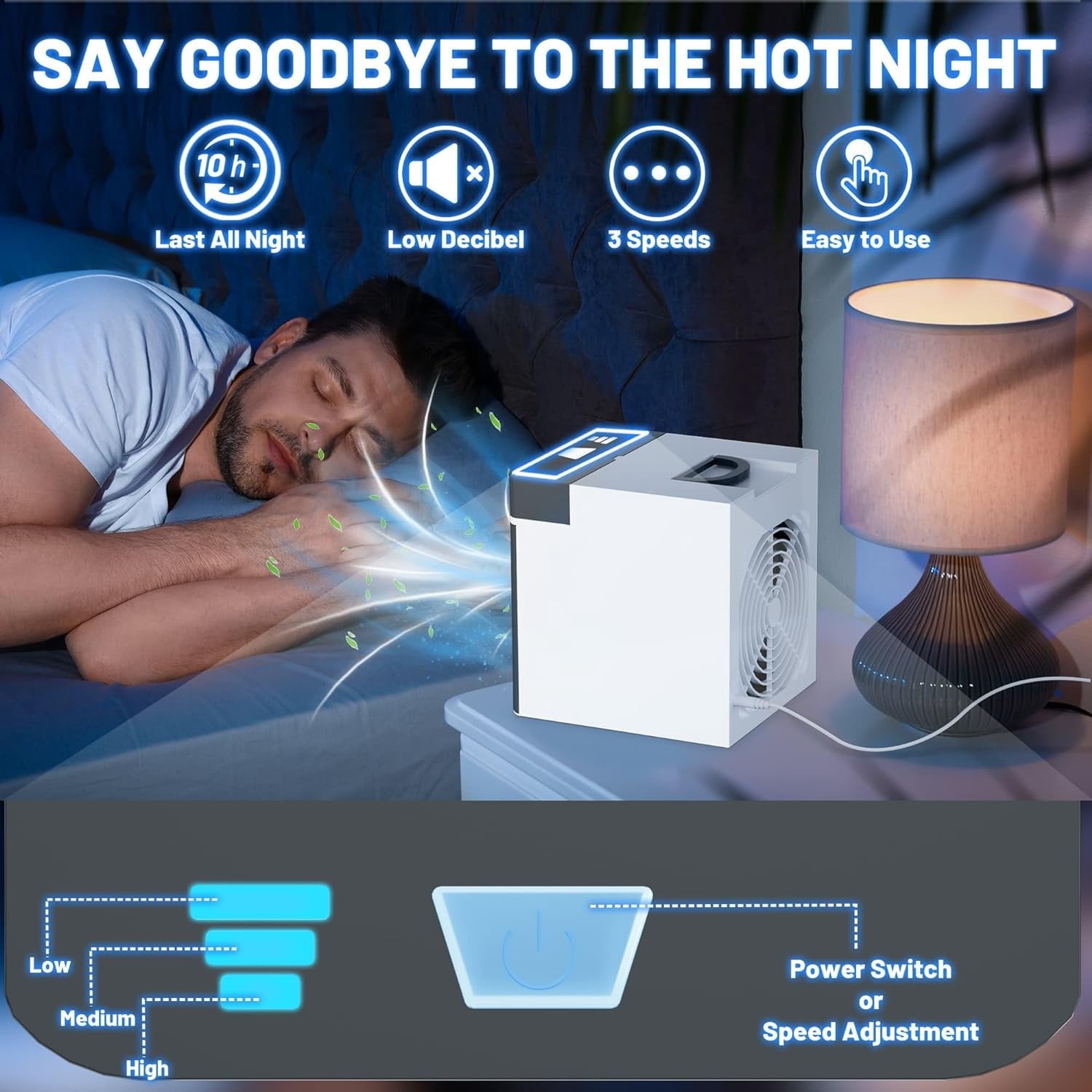 KyFree Mini Portable Air Conditioner Cooling For Bedroom Cooler Fan Cooling Fan