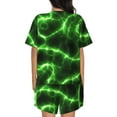 thumbnail image 3 of Bixox Women's Green Lightning Printed Pajama Set 2 Piece Lounge Set Top and Shorts Soft Pajamas, Shorts with Pockets, 3 of 7