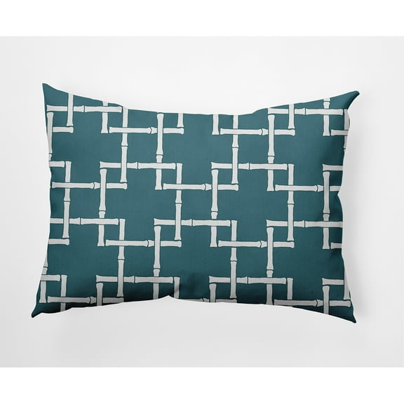 Simply Daisy, 14" x 20" Bamboo 1 Teal Decorative Abstract Outdoor Pillow