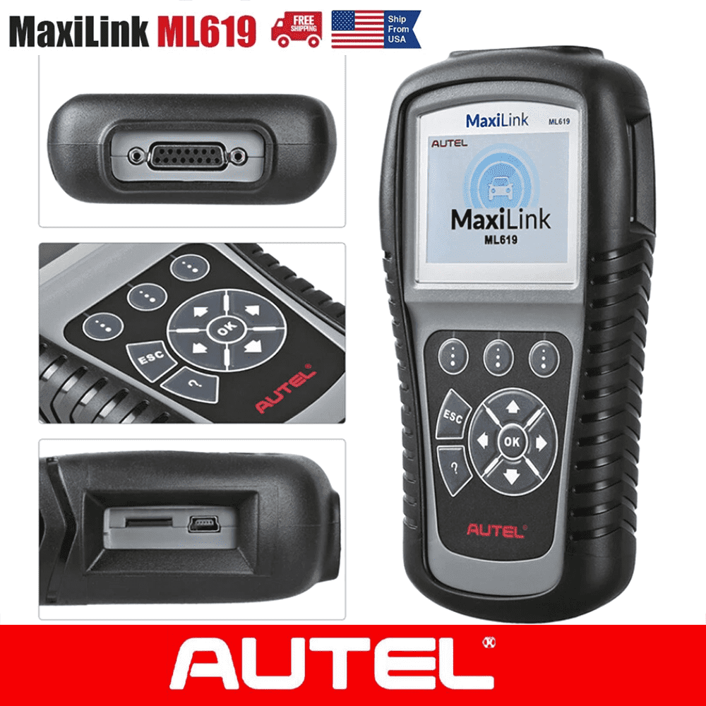 Autel Maxilink ML619 OBD2 Scanner 2025 Autel Scanner Upgraded Version of AL519/AL619 Code Reader with ABS SRS Diagnoses for Warning Light Turn Off (Including MIL) Graphs Data OBD2 Test Modes
