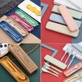 thumbnail image 5 of Ensemble d'Ustensiles Réutilisables de Voyage et Camping avec Étui, 4 Ensembles en Paille de Blé, 5 of 5