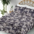 thumbnail image 3 of Ambesonne Grunge Fitted & Flat Sheet with Sham 3 Pcs Set, Vintage Floral Garden Dreams, Twin, Dark Purple and Pale Tan, 3 of 5