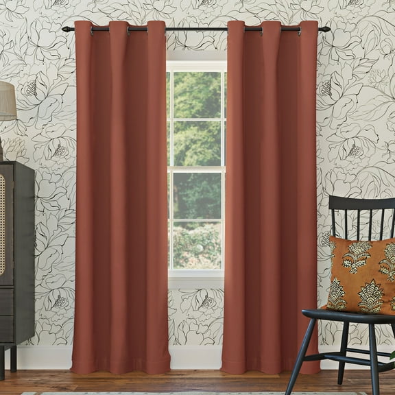 Sun Zero Nolan 1-Piece Energy Saving Blackout Grommet Curtain Panel, 40"X54", Terracotta Red