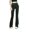 thumbnail image 3 of QAFOPEH Women Solid Color High Waisted Quick-Dry Flared Yoga Legging, 3 of 7