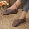 thumbnail image 7 of IEMIEMIEM Women's Vintage Distressed Bow Tie Flats Casual Slip On Loafers Comfortable Soft Sole Walking Shoes Brown 10 Wide, 7 of 7