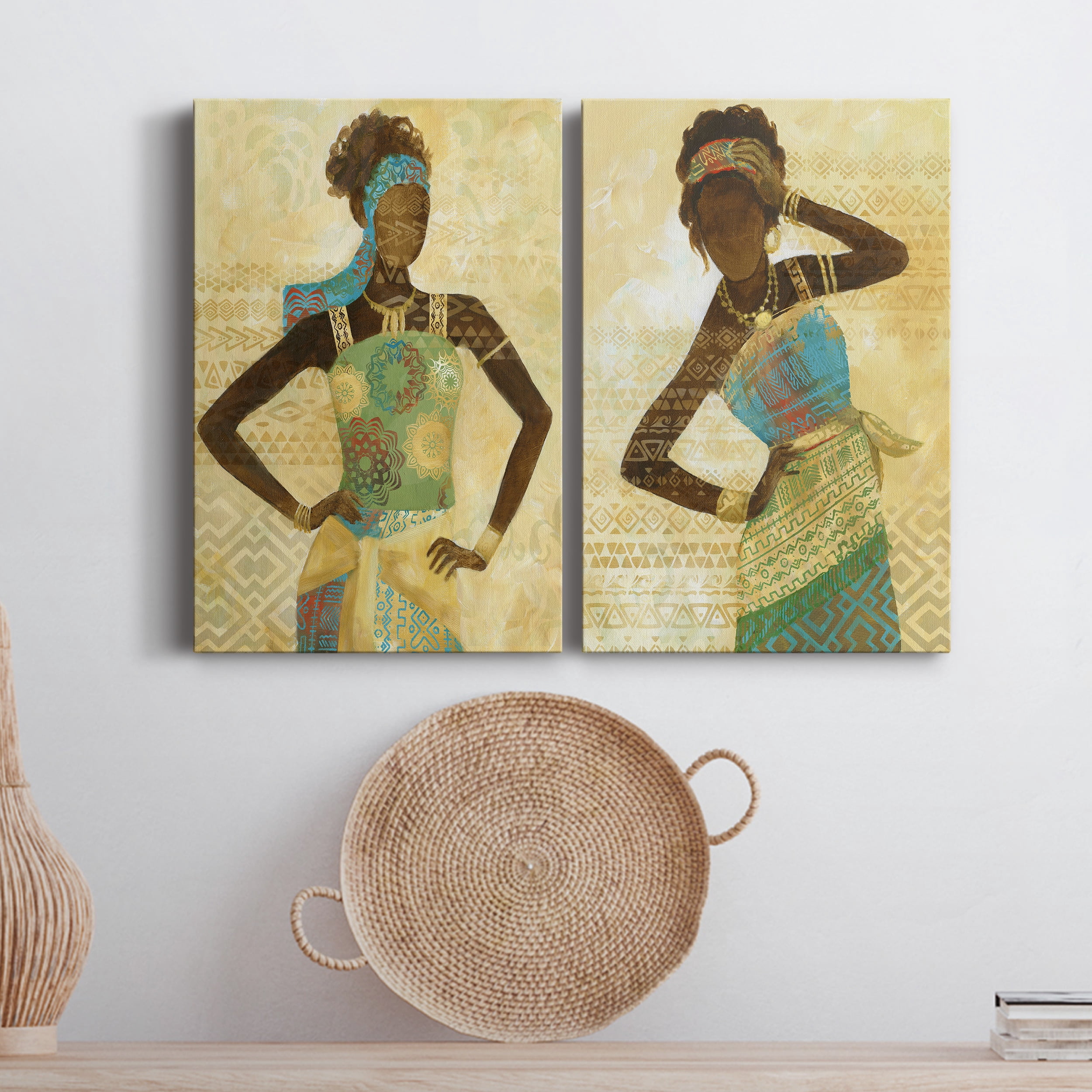 Tribal Vision I Premium Gallery Wrapped Canvas - Ready to Hang - Set of 2 - 18 x 27 Each