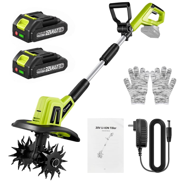 Saker 22V Cordless Tiller Cultivator, 9-Inch Width photo 1