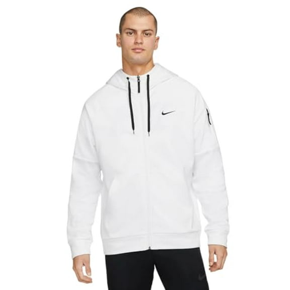 Nike Therma Men's Therma-FIT Full-Zip Fitness Top (US, Alpha, X-Large, Regular, Regular, White/White/Black/)