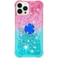 thumbnail image 3 of Phone Case for iPhone 13 Pro Max (Not fit 13 Pro), Shiny Bling Quicksand Effect TPU Bumper Case with Four Corners Anti-Fall Heavy Protection Cover for iPhone 13 Pro Max (6.7) Pink Blue, 3 of 14