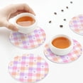 thumbnail image 7 of Pofeuu Heart Buffalo Plaid Print Leather Coasters Set of 6, Round Cups Mugs Mat Pad for Home Kitchen Heat Resistant Drink Coasters,Round Shape, 7 of 7