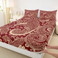 thumbnail image 4 of Homewish Vintage Boho Paisley Bed Sheets,Bohemian Exotic Style Full Size Sheets,Red,4pcs,1 Flat Sheet, 1 Fitted Sheet and 2 Pillowcases, 4 of 6
