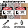 thumbnail image 3 of Quarry Face Stay Away OSHA Danger Rigid Plastic Sign 18 Inch x 12 Inch - 10 Pack, 3 of 8