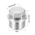 thumbnail image 2 of Uxcell M27 x 1.5 Male Outer Hex Head Plug 304 Stainless Steel Solid Thread 1.18" x 1.26"(L x Max.D), 2 of 3