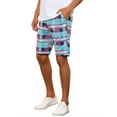thumbnail image 4 of INSPIRE CHIC Men's Shorts Plaid Pattern Straight Fit Comfort Flat Front Checked Shorts 34 Blue Red, 4 of 6