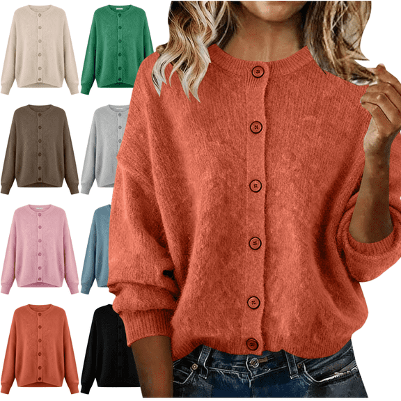 Mifsaly Women's Sweater Cardigan Business Button Down Fall Knit Sweaters Lightweight Soft Comfy Pullover Tops Workout Travel Going Out Teacher Outfits S