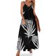 thumbnail image 1 of Vestido sin mangas en blanco y negro con estampado de hojas de palmeras tropicales Vestidos casuales Vestidos de mujer Ropa de verano Vestidos elegantes, 1 of 7