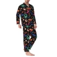 thumbnail image 2 of Salouo Animals Under Water Print Button-Front Long Sleeve Pajama Set for Men, Soft 2Pjs Men's Long Sleeve Sleepwear-XX-Large, 2 of 7
