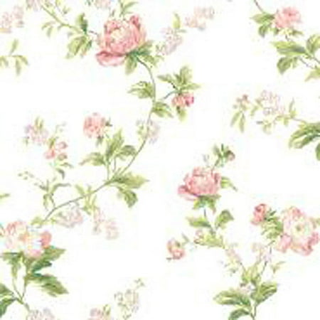 Waverly Classics Forever Yours Trail Wallpaper, Cream/Dusty Rose/Pale Pink/Raspberry/Palest Blue/Willow Green/Grass Green