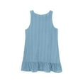 thumbnail image 5 of Fesfesfes Girls'Summer Solid Color Short Sleeve Crew Neck Elastic Waistband Dress with Pockets Casual Comfortable Cotton Blend Dress for Kids(Light Blue,14 Years), 5 of 9