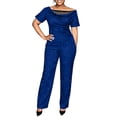 thumbnail image 3 of Ihhxva Women's 2 Piece Outfits off Shoulder Jumpsuit Set Summer Fit Sparkle Wide Leg Glittery Sequin Evening Party Stretchy Flowy Casual S-3XL, 3 of 9