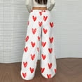 thumbnail image 4 of Palazzo Pajama Pants Women Baggy Wide Leg Fleece Pj Bottoms Casual Heart Print Pants 2025 Fashion Comfy High Waisted Trousers White M, 4 of 5