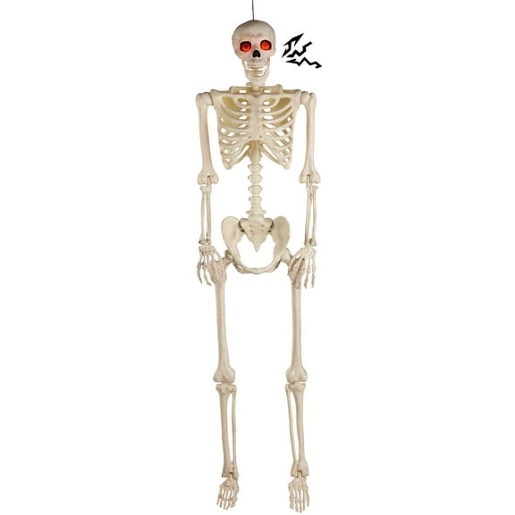 Deluxe Flaming Light Up Eyes & Talking Skeleton Decoration