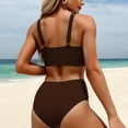 thumbnail image 7 of Hduncf Women's High Waisted Bikini Sets, Tummy Control 2 Piece Swimsuits, Full Coverage Knot Front Bathing Suit Brown XXL, 7 of 7