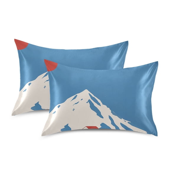 Yayeee Pillowcase Standard Size Set of 2 Satin Wrinkle Resistant Pillow Case, Snow Mountain