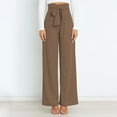 thumbnail image 6 of AWXNJUX Women Large Size Casual Pants Polyester Loose Cropped Pants Wide Leg Pants (Khaki,M), 6 of 7