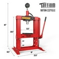 TUFFIOM 10Ton Hydraulic Shop Press with Pressure Gauge, HFrame Garage Shop Benchtop Press, Red