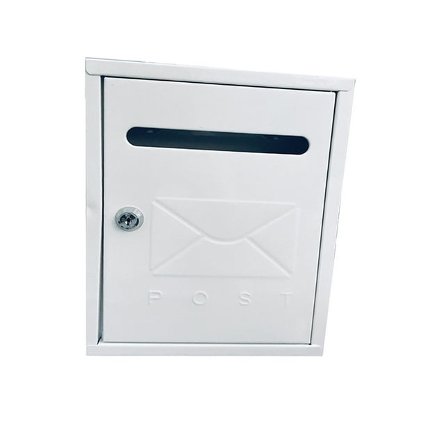 Buzón de pared con cerradura para exterior, 21,7 x 30 x 7 cm, con tornillos de montaje, resistente. Blanco