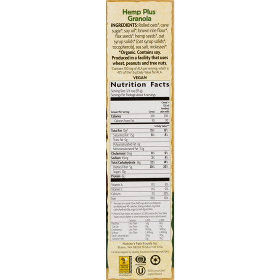 Hemp Seed Granola Nutrition Facts Runners High Nutrition