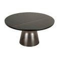 thumbnail image 5 of LeisureMod 30" Round Coffee Table with Sintered Stone Top and Black Powder-Coated Iron Rim Tempered Glass Pedestal Base No Assembly for Modern Home, Living Room Tully Collection in Grey/Black Stone, 5 of 8